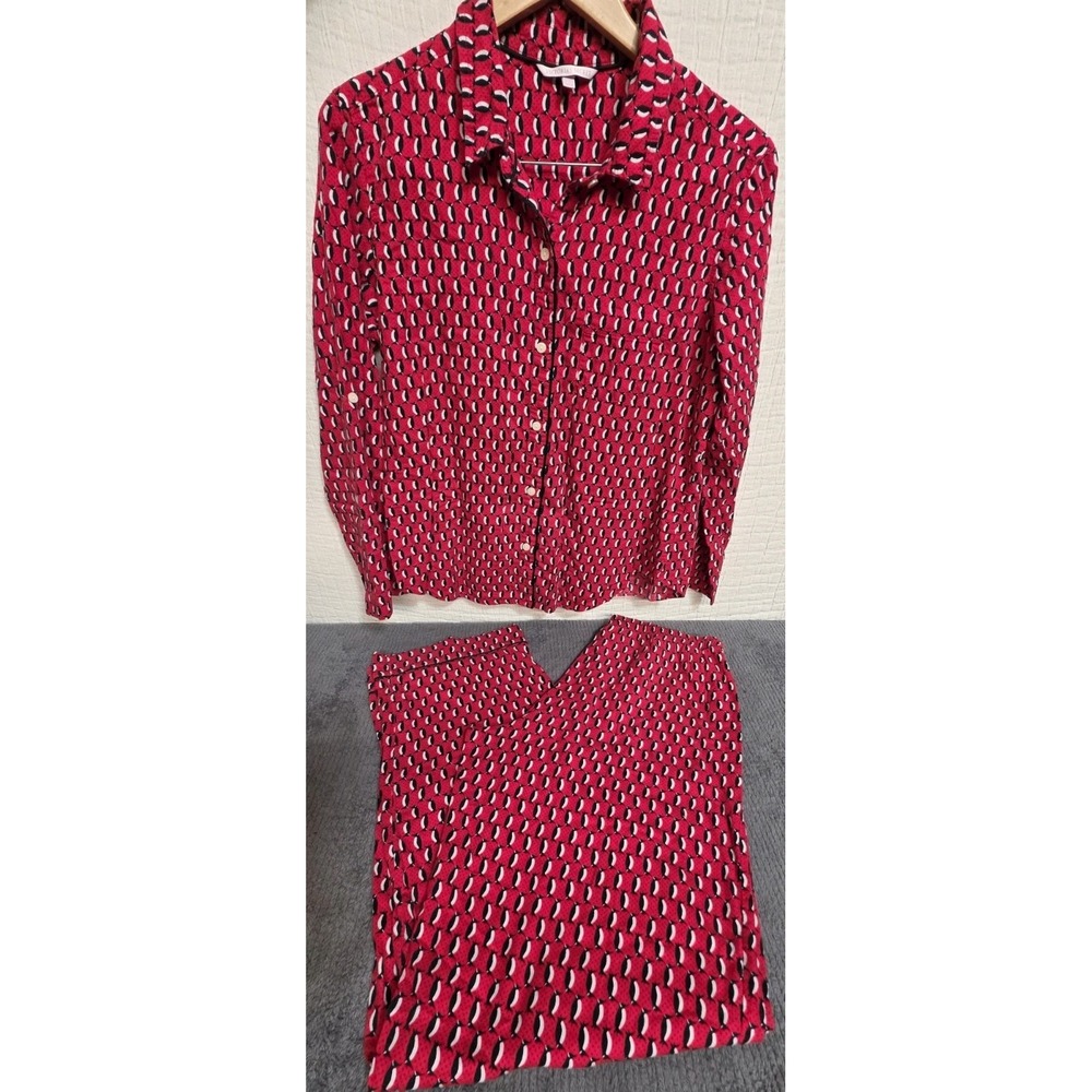Victoria's Secret Womens Red Penguin Pajama Set Size M Red Pj's Pant Top‎ Sleep